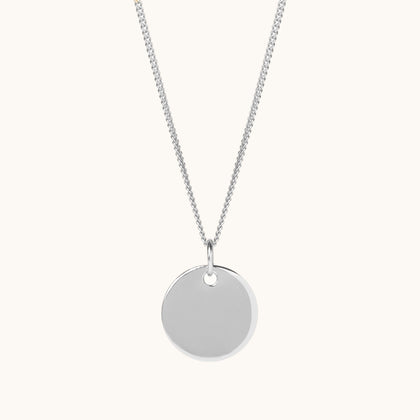Engraveable Round Necklace Silver